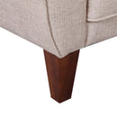 Poltrona Classica con Braccioli Imbottita in Tessuto di Lino Crema 84x65x82.4 cm 