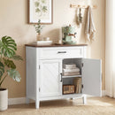 Credenza Moderna Stile Rustico 76x35x80 cm con 2 Ante in MDF Bianco      