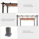 Pergola da Giardino 3X4m in Alluminio con Telo Scorrevole Nera e Beige