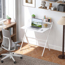 Scrivania Pieghevole 81,5x62x86,5 cm con Ripiano per Monitor Bianco   