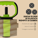 Set Pesi Palestra 6 in 1 Multifunzione da 20kg Totali 125x18x18 cm in Plastica e Sabbia Verde      