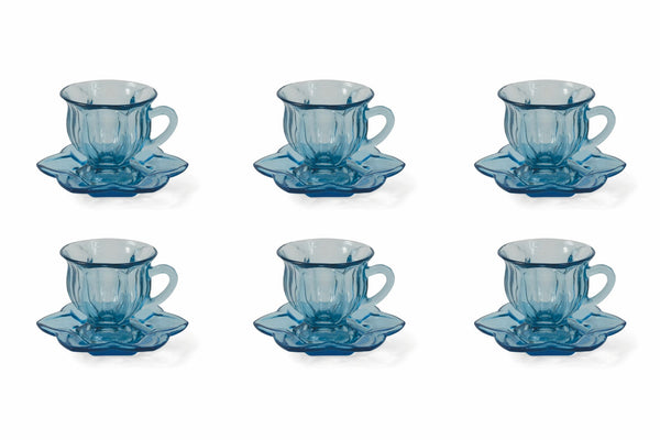 Set 6 Tazzine da Caffè Ø7x7 cm in Vetro Villa d'Este Home Tivoli Glass Blu sconto