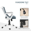 Sedia Poltrona Operativa da Ufficio 59x61x92,5-102,5 cm Funzione Dondolo e Tessuto a Rete Grigio