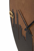 Orologio da Muro City 60x2x60 cm in Ferro e MDF Nero e Marrone e Oro      
