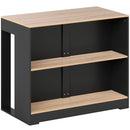 Tavolo Bancone Bar 113x60x90 cm Isola da Cucina con 3 Ripiani per Soggiorno e Salotto in Truciolato Nero e Legno      