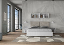 Letto Matrimoniale con Alzata Comoda Struttura Bianco Frassico con Cuscini in Similpelle Appia Tortora Varie Misure