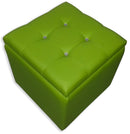 Cubo Pouf Contenitore in Similpelle e Cristalli Renier Verde