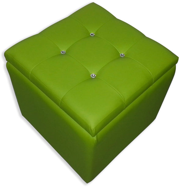 prezzo Cubo Pouf Contenitore in Similpelle e Cristalli Renier Verde