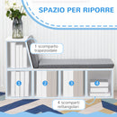 Libreria Moderna 108x30x60 cm a 5 Ripiani Aperti con 2 Cuscini in Legno Grigio      