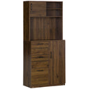Mobile Credenza 3 Cassetti 2 Ante 3 Ripiani 80x40x178 cm in Legno Noce