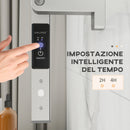 Scaldasalviette Elettrico da Terra o Parete 53x35x90 cm 150W con 8 Barre e Timer 2-4 Ore in Alluminio Argento      