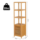 Mobile a Colonna da Bagno in Bambù 36x33x140 cm 4 Ripiani 1 Anta  Malmo