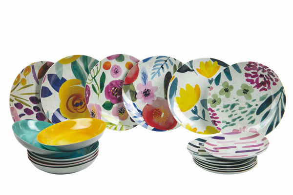 Servizio Piatti 18 Pezzi in Porcellana e Gres Multicolor Villa d'Este Home Tivoli New Acquerello acquista