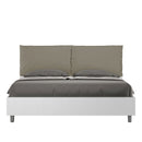 Letto Matrimoniale Struttura Bianco Frassico con Cuscini in Similpelle Egos Antea Cappuccino Varie Misure