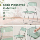 Set 4 Sedie Pieghevoli 47x48x75 cm in Acrilico Trasparenti Verde      