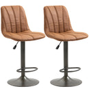 Set 2 Sgabelli Imbottiti 45x54x96-117 cm in Acciaio e Similpelle Marrone e Grigio