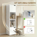 Libreria Moderna 30x29x119 cm con 2 Armadietti e Ante a 4 Ripiani in Legno Bianco      