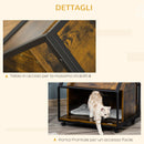 Cuccia per Gatti 60x50x60,5 cm in Legno e Acciaio Marrone Rustico