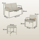 Set 4 Pezzi Salotto da Giardino Divano 2 Poltrone e Tavolino in Textilene Verde      
