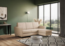 Divano 3 Posti con Pouf 212x155x85 cm Yasel in Tessuto Beige
