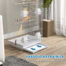 Gabbia per Uccelli Voliera 46x36x100 cm con Maniglia e Porte Gabbietta con Altalena in Acciaio PP e Legno Bianco      
