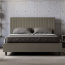 Letto Matrimoniale con Testata e Alzata Comoda Imbottito in Similpelle Sunny Cappuccino Varie Misure