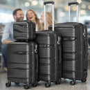 Set 4 Valigie Trolley da Viaggio con Beauty Rivestimento Rigido e Maniglia Telescopica in Polipropilene Nero      