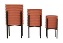 Porta Vasi Milly Tris Ø36x56,5 cm - Ø30x48,5 cm - Ø24x37,5 cm in Ferro Rosso mattone e Nero      