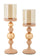 Porta Candele Glassy Rosa Set 2 Pz Ø10x36 cm - Ø10x32 cm in Ferro Rosa e Oro