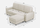 Divano 3 Posti con Pouf 208x155x85 cm Sakar in Tessuto Latte