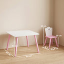 Set Tavolo e 2 Sedie per Bambini 3-6 Anni in Legno con Angoli Arrotondati Rosa      