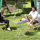 Tavolino da Giardino Pieghevole 76x50x74 cm ad Altezza Regolabile in Metallo e HDPE Grigio Scuro      