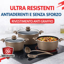 Set 3 Casseruole Milena con Coperchi e Mestoli Piano Cottura Universale Tortora     