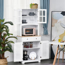 Mobile da Cucina Credenza con Ante e Cassetti 68x39,5x170 cm in Legno Bianca