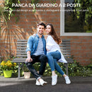 Panchina da Esterno 123x67x79 cm a 2 Posti a Doghe in Alluminio Grigio      