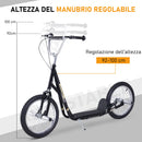 Monopattino per Bambini con Ruote da 16" Altezza Regolabile Freni e Cavalletto Nero