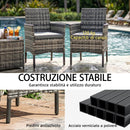 Set di 2 Sedie da Giardino con Cuscini e Braccioli in Rattan Grigio      