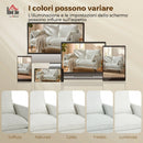 Divano 2 Posti 131x78x83 cm con Braccioli Imbottitura Spessa e 2 Cuscini in Tessuto Bianco      