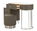 Toeletta Sharon Grigia con Puff Gambe Argento 120x40x75 cm in Pino e MDF e Metallo e Plastica      