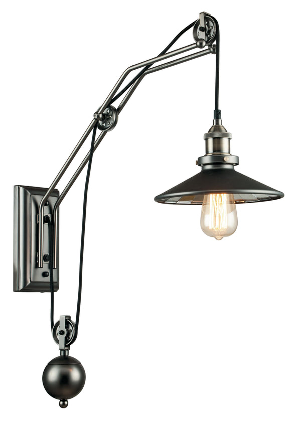 online Applique Carrucole Rustica Metallo Vetro Specchio Lampada da Parete E27