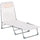 Sdraio da Giardino 182x56x28 cm Pieghevole con Schienale Reclinabile e Cuscino in Metallo e Texteline Crema
