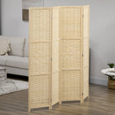 Paravento Separè 4 Ante H170 cm in Legno e Bambù Marrone