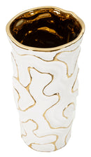 Vaso Adore Ø12,5x25 cm in Ceramica Bianco e Oro      