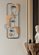 Pannello da Muro Picassy 38x2x89,5 cm in Ferro e MDF Nero e Marrone      