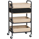 Carrello da Cucina 4 Livelli 45x35x79,5 cm con Cassetto e Vassoi Portavivande  in Legno e Acciaio