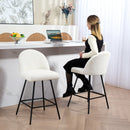 Set da 2 Sgabelli da Bar con Schienale 48,5x56x92 cm in Velluto Bianco Crema   