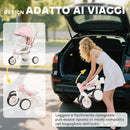 Triciclo per Bambini 5 in 1 96,5x49x101 cm con Maniglione e Cinture di Sicurezza Rosa   