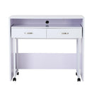 Scrivania Tavolo Porta PC con due Ripiani con Ruote in Legno MDF Bianco 100x36x88 cm 