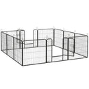 Recinto per Cani a 12 Pannelli Modulabili da 80x1,5x80 cm con Picchetti in Acciaio Grigio   