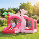 Castello Gonfiabile per Bambini 255x230x196 cm con Scivolo Trampolino Vasca di Palline e Canestro Basket Rosa      